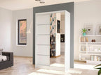 Armoire Mobiliazen 166, Blanc, 200x100x58cm, Portes d'armoire: Glissement