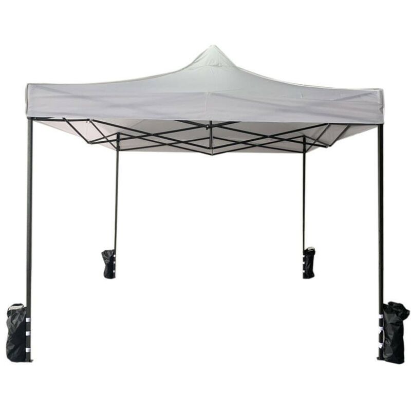 Rebecca Mobili Gazebo Chapiteau Pliant Blanc 4 Poid Métal Polyester Jardin 3x3 