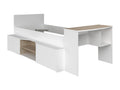 Lit combiné 90 x 190/200 cm avec bureau et rangements - Blanc et naturel - Decoepure