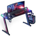 Wevalley Bureau Gaming Led 140 x 60 cm Grande Bureau Gamer avec Un Plateau en Fibre de Carbone