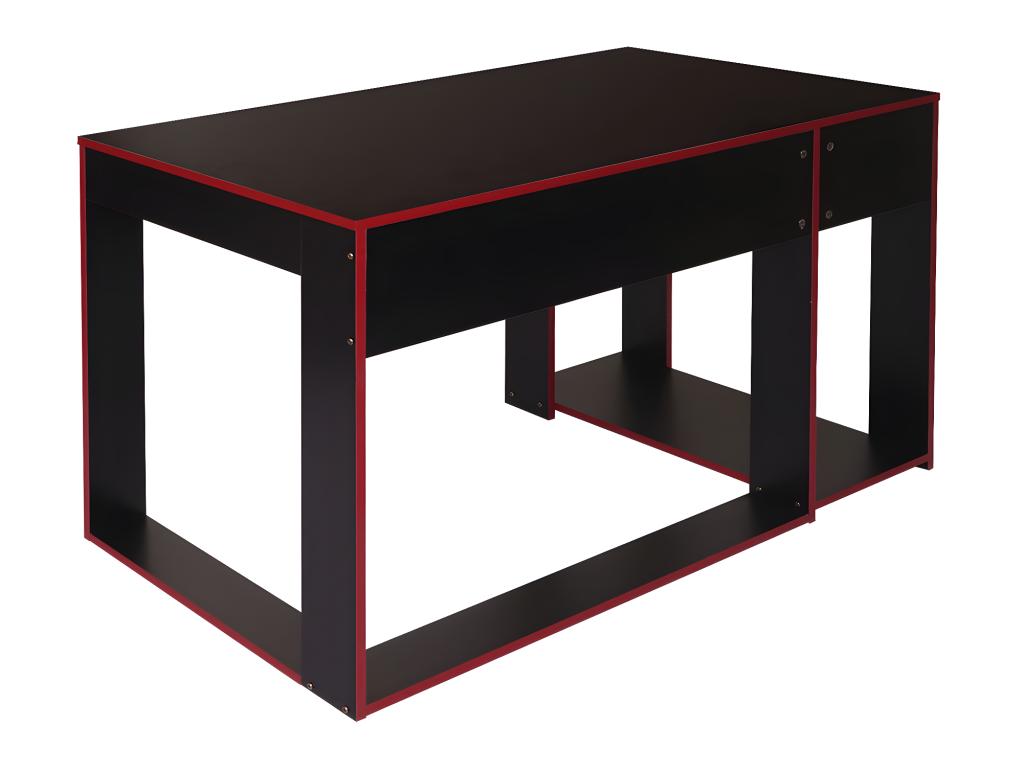 Bureau Chicetdeco-J26, bureau informatique table de bureau, 120*60*76cm ~ noir-rouge