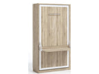 Lit escamotable vertical 90x190 avec bureau Studante-Façade Chêne blanc