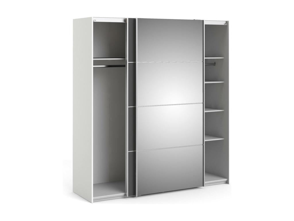 Garde-robe 2 portes Urbideco Meubles de chambre Penderie de plain-pied Placard à vêtements 182x64 h202 cm Gris et Blanc