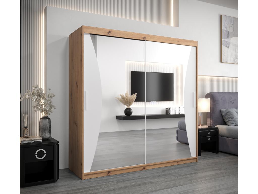 ARMOIRE Homeepure À PORTES COULISSANTES 200/200/62 2 Portes (Artisan/Blanc)