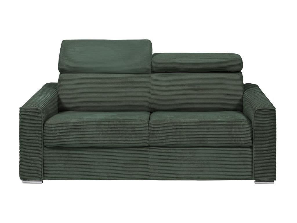 Canapé 4 places convertible express en velours tricoté vert - Couchage à Doucezen larges 160 cm - Matelas 18 cm - Doucezen