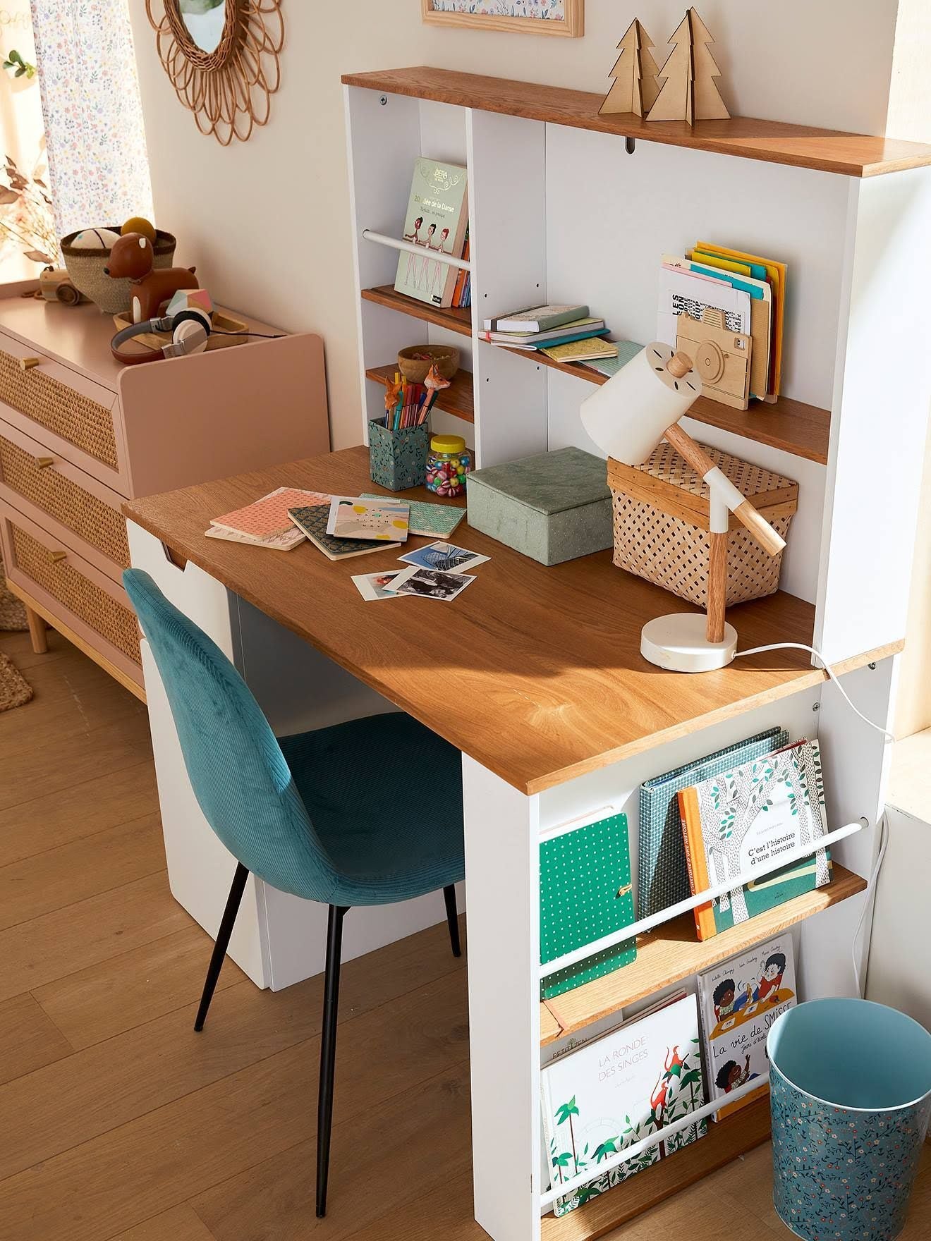vertbaudet Bureau enfant avec rangements LIGNE PIROUETTE blanc