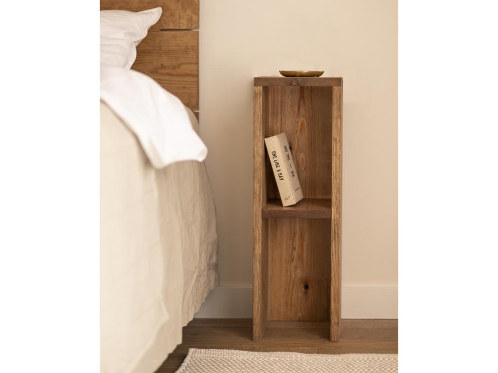 Ensemble tête de lit et tables en bois ton vieilli 140x80cm - Decoepure