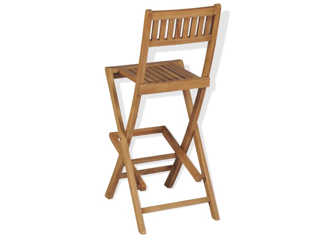 Tabourets pliables de bar d'extérieur 2 pcs Bois de teck solide