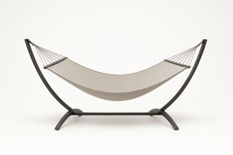 Hamac avec Structure en Acier et Tissu en Polyester Beige