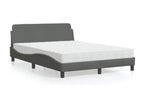 Lit avec matelas gris foncé 120x200 cm tissu