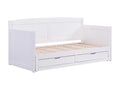 Lit gigogne banquette 90*190 ou 180*190 cm - Avec sommier peigne et tiroirs - Pin et MDF - Blanc - Mobilierdoux