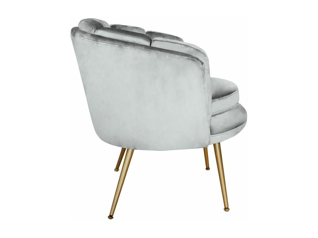 Fauteuil Arrondi en Velours Zenmobilier 80cm Gris