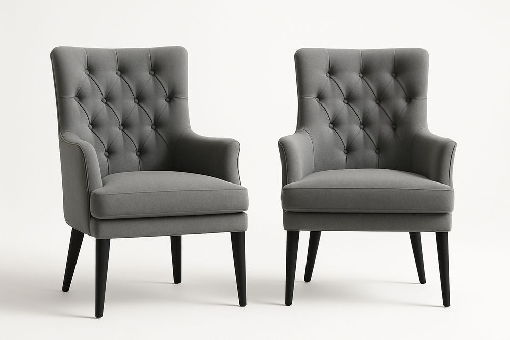 Paire de Fauteuils en Tissu Gris