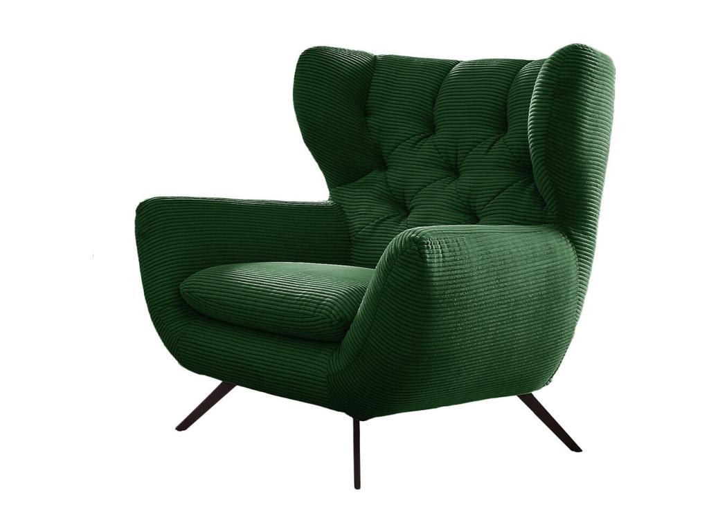 Fauteuil - vert émeraude velours tricoté - CHARME