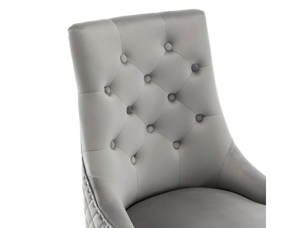 Lot de 2 chaises Mobilierdoux mattelassée et cloûtée Mobilierdoux velours Gris