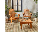 Lot de 2 fauteuils de jardin en bois avec un repose-pieds/table basse - Zenmobilier - Eucalyptus- chaises de terrasse rétro