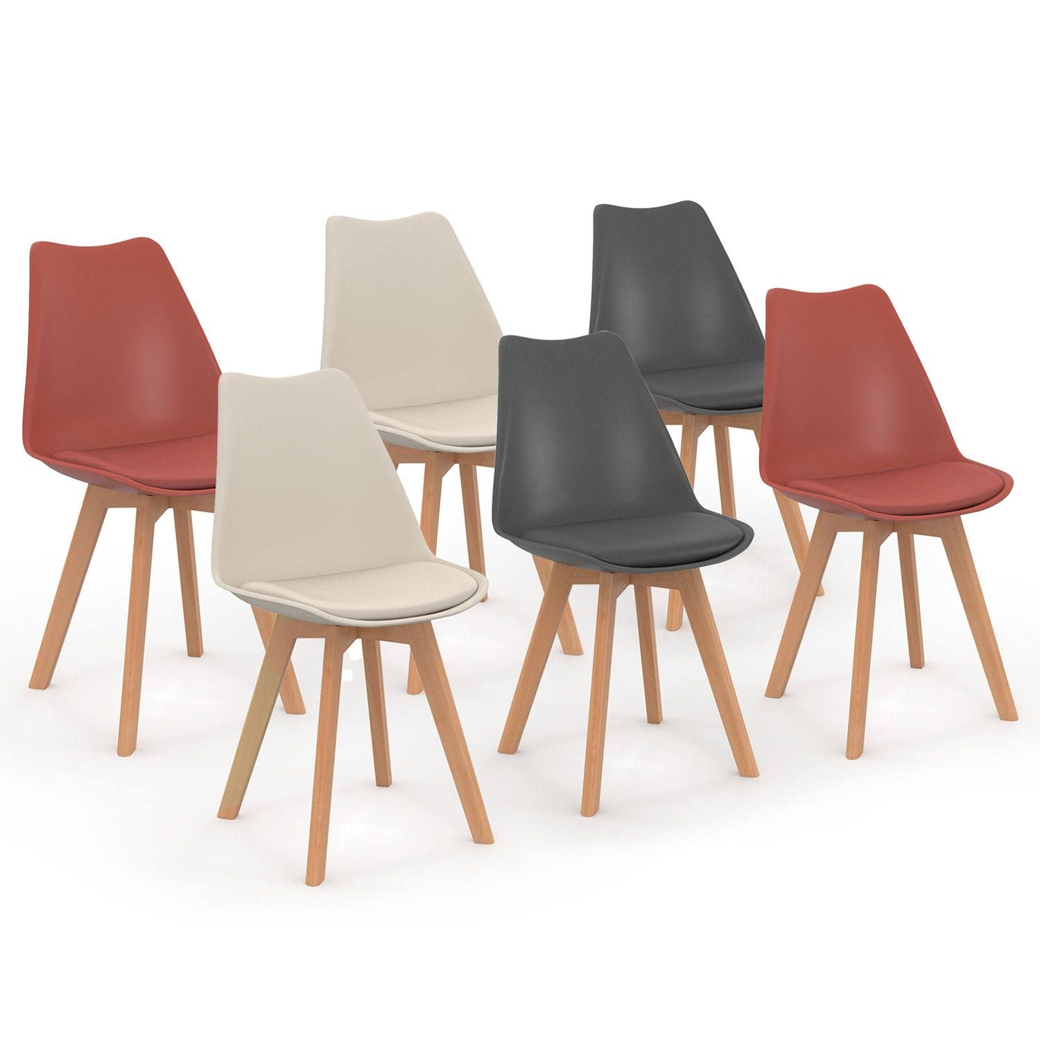 idmarket Lot de 6 chaises scandinaves SARA mix color gris foncé x2
