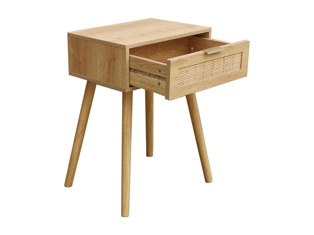 Table de nuit table de chevet avec 1 tiroir en bois coloris naturel - Longueur 40 x profondeur 30 x hauteur 60 cm