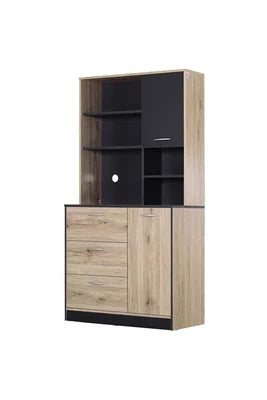 Buffet Homcom Armoire De Cuisine Multi-Rangements 2 Portes 3 Tiroirs 3 Étagères