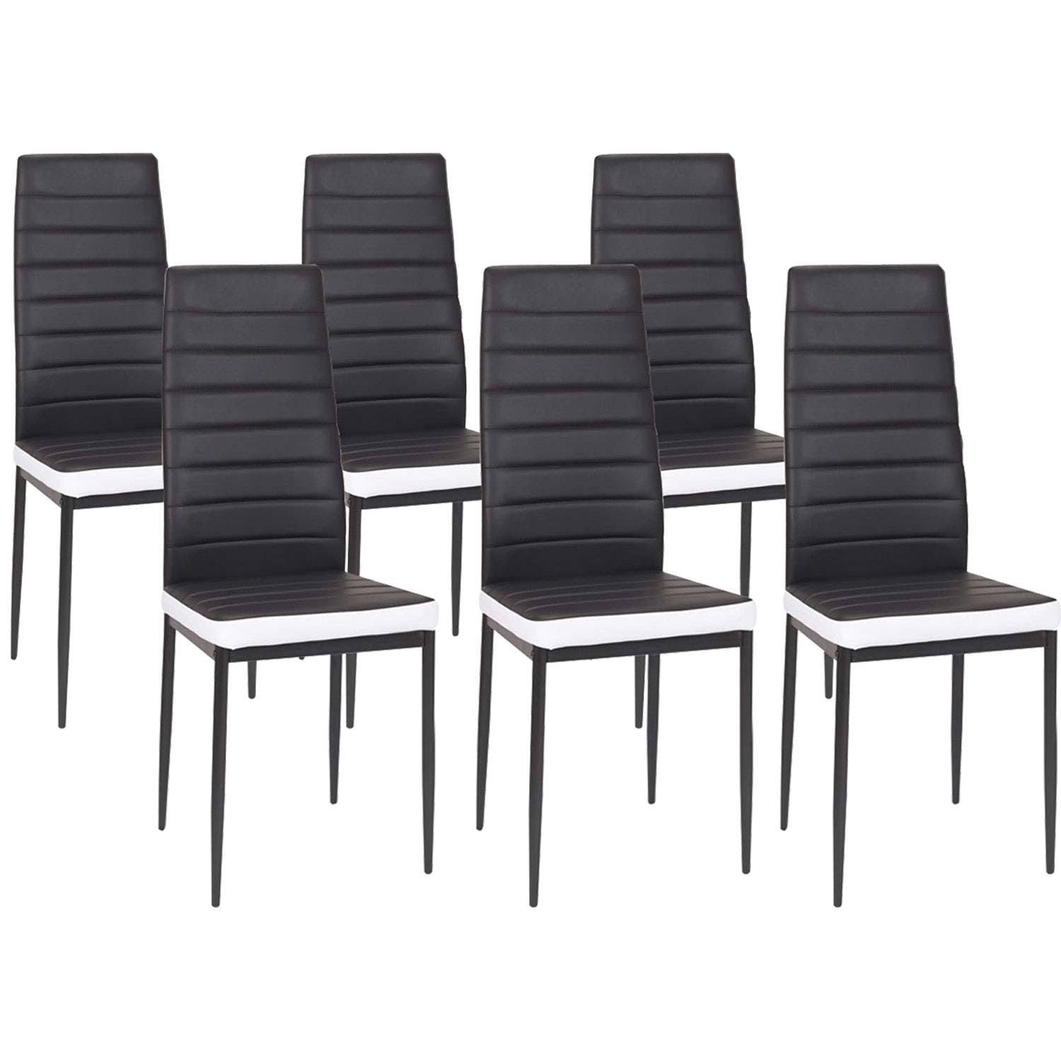 idmarket Chaises de salle à manger noires et blanches ROMANE