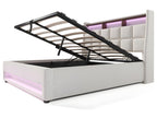 Lit coffre avec chargeur USB et LED - 140x200 cm - Beige - Decoessentielle