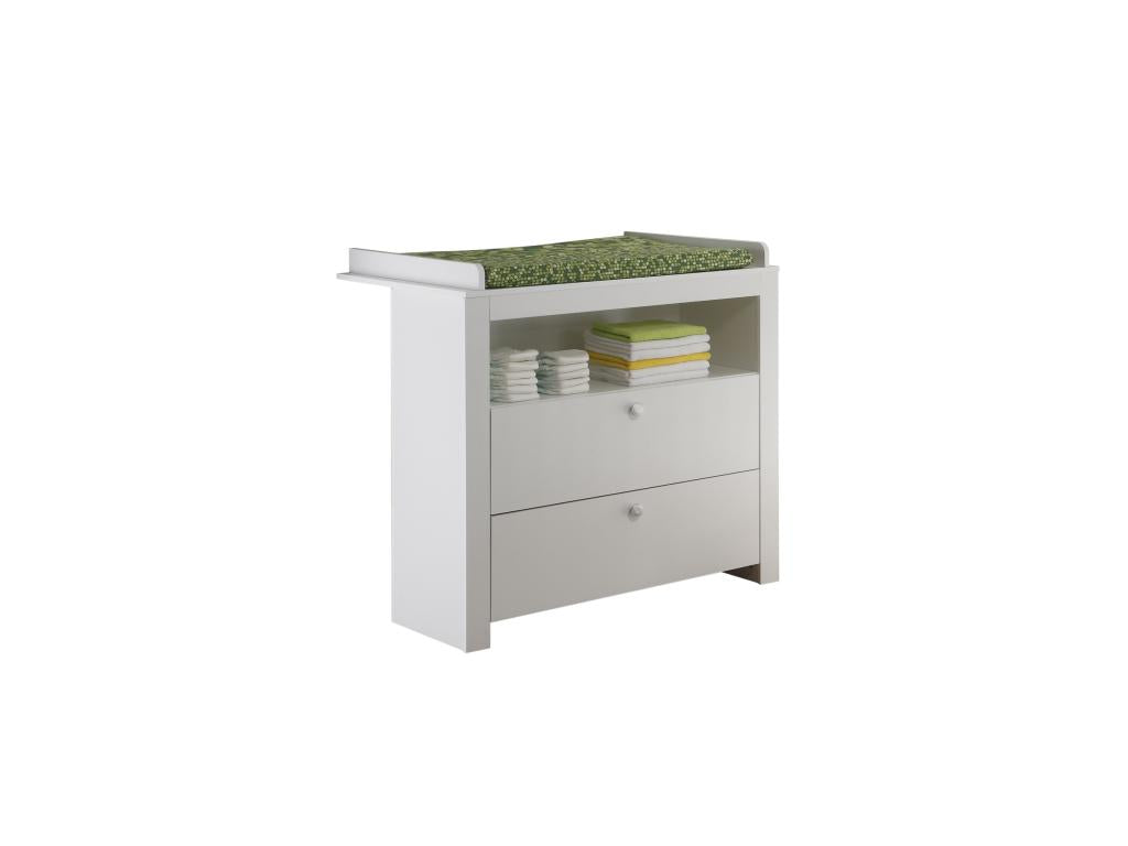 Decoepure Commode à langer avec 2 tiroirs et 1 tablette de rangement, blanc.