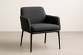 Fauteuil en tissu gris foncé en polyester avec structure en acier noir