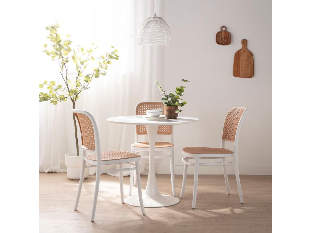 Table fixe en bois blanc 80x73 cm-Cory