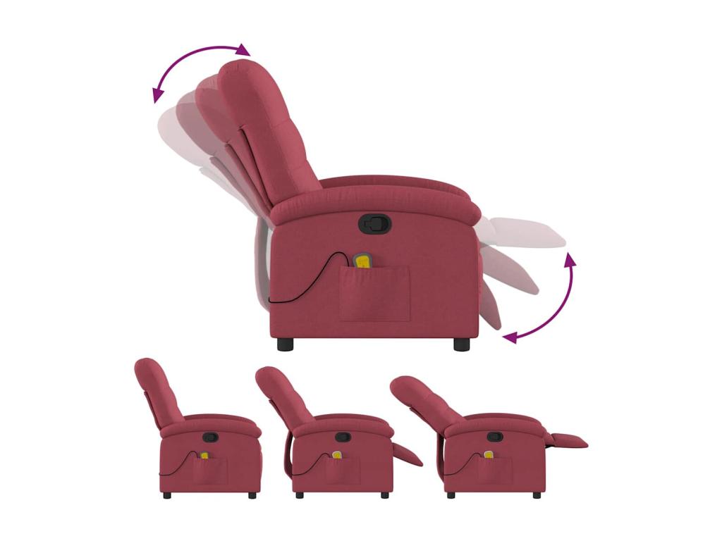 Fauteuil massant inclinable Rouge bordeaux Tissu