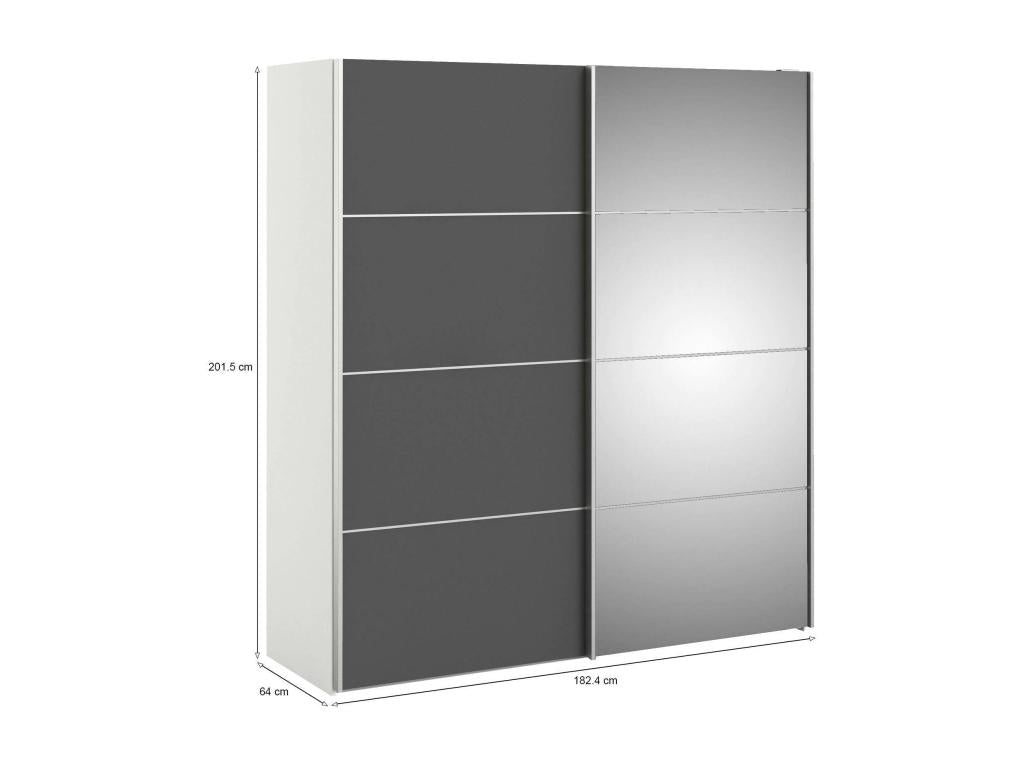 Garde-robe 2 portes Urbideco Meubles de chambre Penderie de plain-pied Placard à vêtements 182x64 h202 cm Gris et Blanc