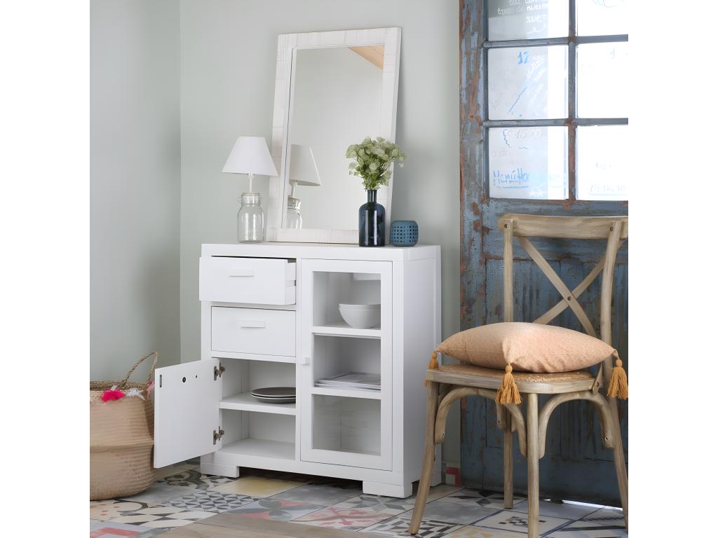 Meuble d'entrée en bois massif blanc 80x80