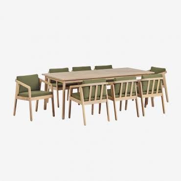 Ensemble Table Rectangulaire 220x100 cm Et 8 Chaises bois d'acacia Kaela SKLUM