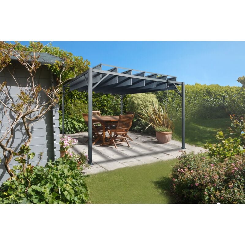 Pergola bioclimatique autoportée BAHIA 3x3m Gris anthracite