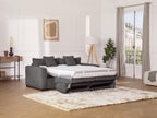 Canapé 3 places convertible express en velours tricoté gris anthracite - Couchage 140 cm - Matelas 16 cm - Cosavio