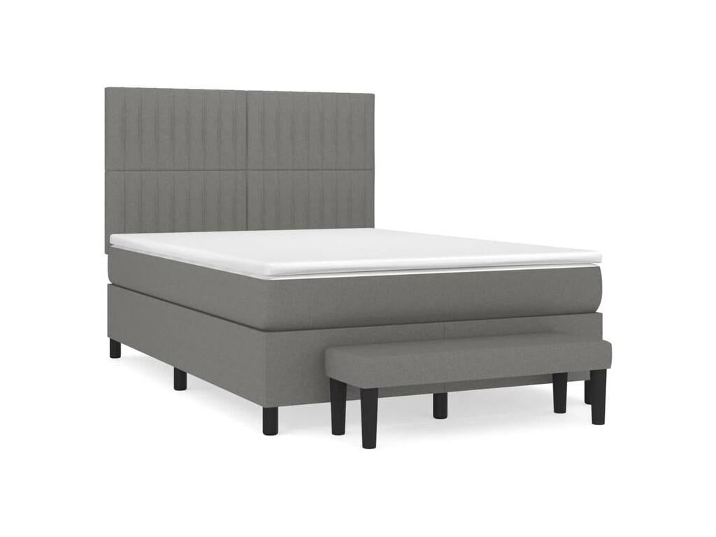 Sommier à Décoinspi de lit avec matelas Gris foncé 140*190 Tissu