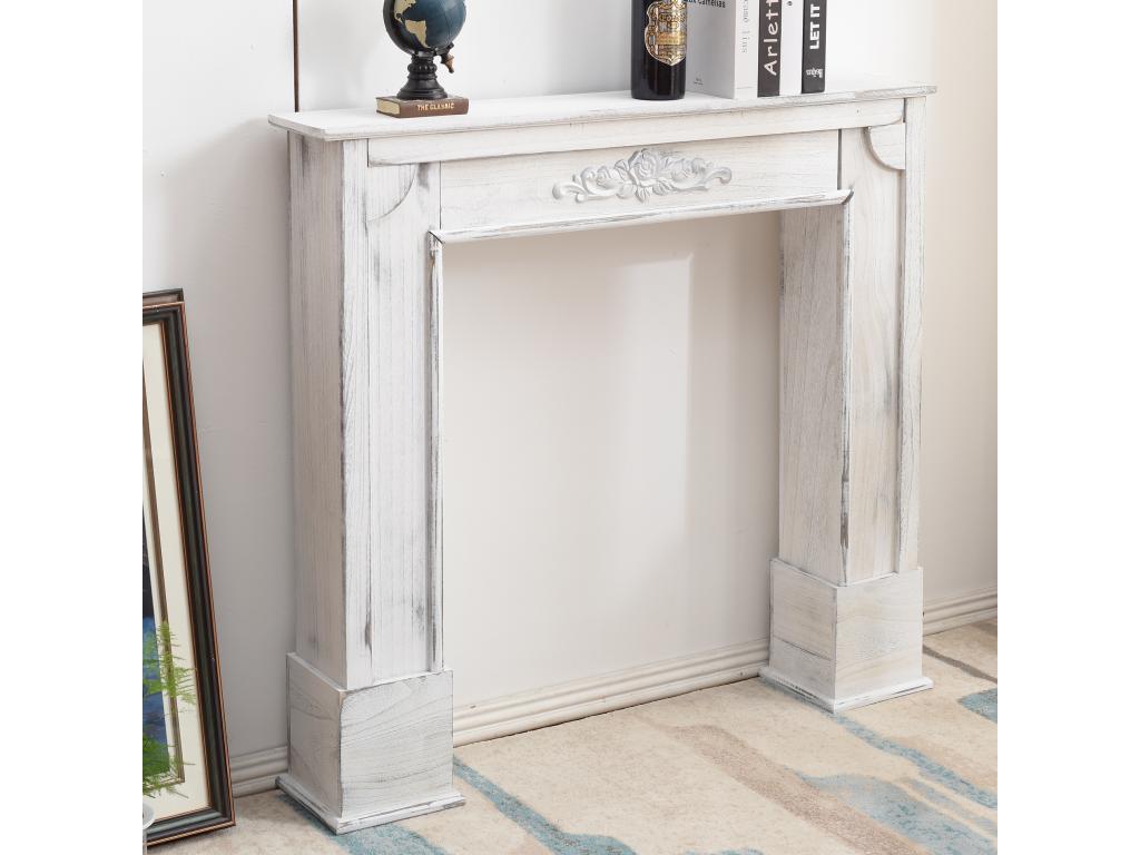 Cadre Décoratif Encadrement Cheminée Bois Gris Zenmobilier 100x105x21