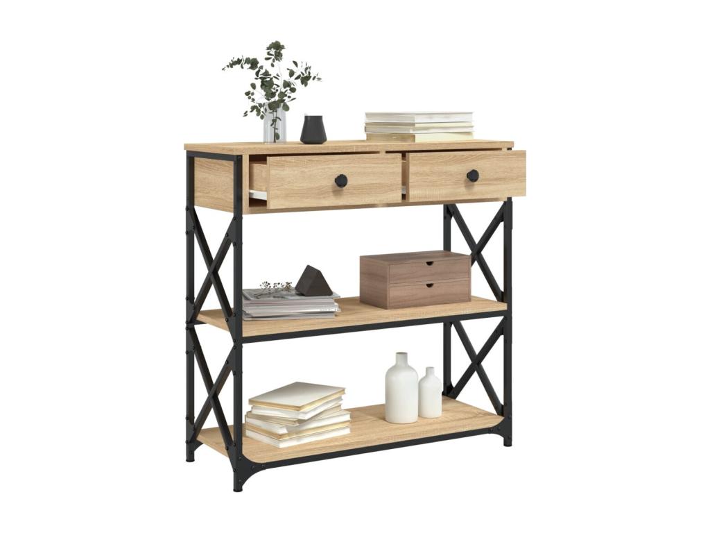 Table console chêne Zenmobilier 75x28x75 bois d'ingénierie