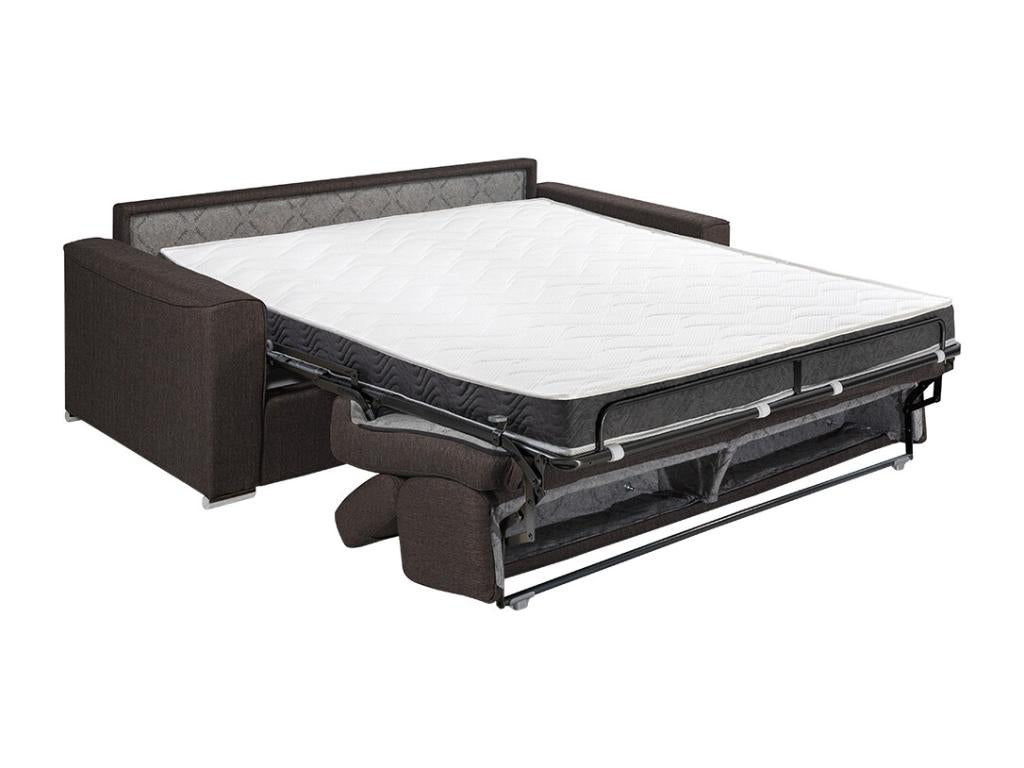 Canapé 2 places convertible express en tissu gris - couchage 120 cm - Matelas 14 cm avec mémoire de forme Mobiliercosy