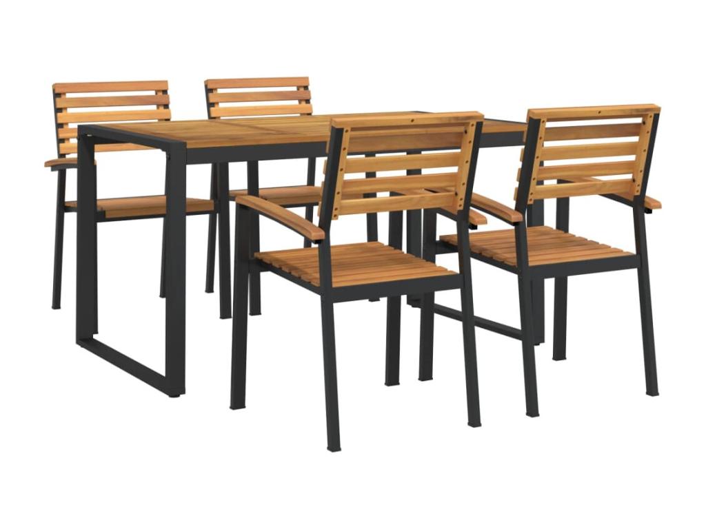 Ensemble à manger de jardin 5 pièces bois d'Decoinspi massif et métal