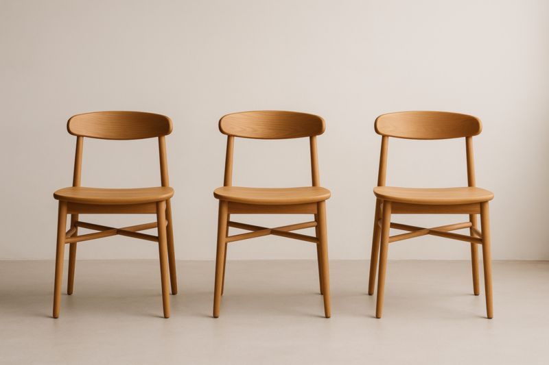 Chaises en bois massif avec dossier courbé 45x50x80 cm chêne clair lot de 3