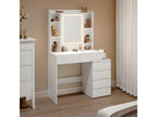 Coiffeuse 6 tiroirs 7 niches et 1 miroir blanc - L97,5 cm