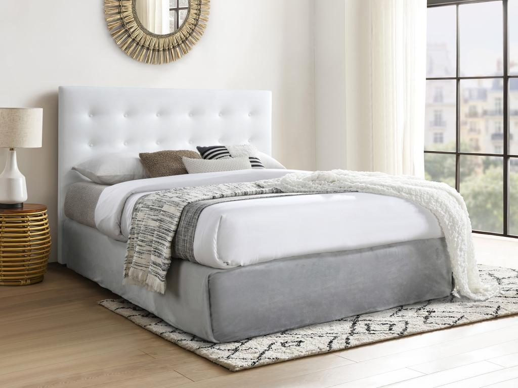 Tête de lit capitonnée 140 cm - Simili - Blanc - Neodouce