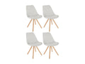 Lot de 4 chaise salle à manger - Tissu / Bois - Crème - Logismaison