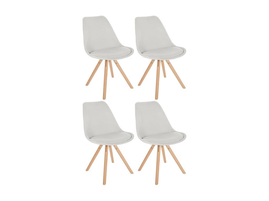 Lot de 4 chaise salle à manger - Tissu / Bois - Crème - Logismaison