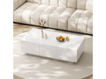 Table basse coulissante avec 2 tiroirs -100 L x 50 lx 31 H cm - effet en haute brillance - Panneaux de particules - Blanc