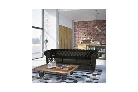 Canapé Droit Le Quai Des Affaires Canapé Chesterfield 3 Places / Noir 