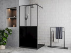 Paroi de douche à l'italienne style atelier - Noir mat - 100 x 200 cm - URBANIK