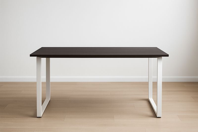 Table rectangulaire en bois MDF avec pieds en métal 120x60x75 cm Noir/Blanc