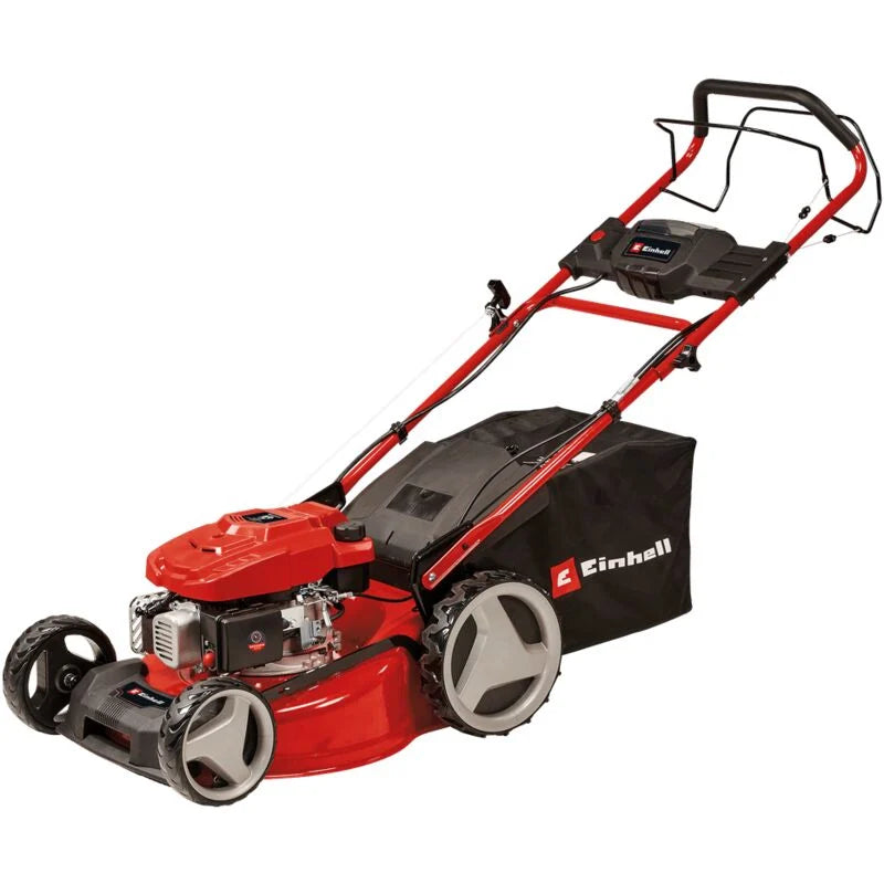 Einhell Tondeuse à gazon thermique GC-PM 46 SM HW-E Li (146cc, surfaces jusqu'à 1 400 m², Largeur de coupe 46cm, fonction démarrage E-Start à batterie Power X-Change)