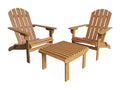 Lot de 2 fauteuils de jardin en bois avec un repose-pieds/table basse - Zenmobilier - Eucalyptus- chaises de terrasse rétro